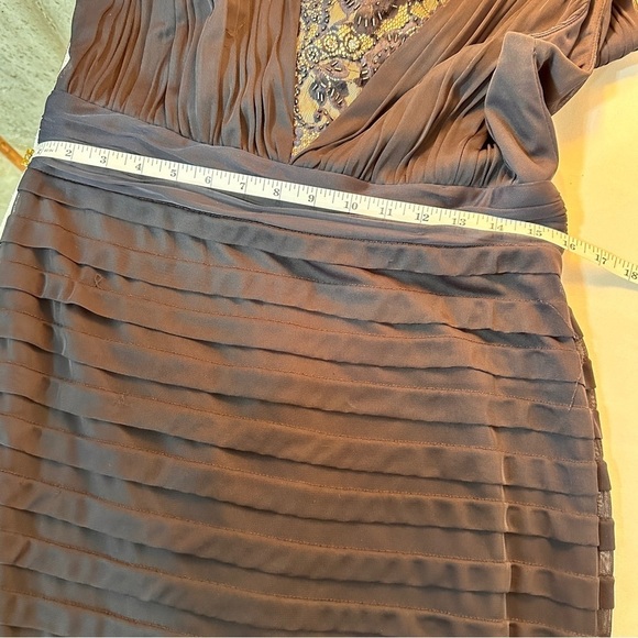 Adrianna Papell women’s navy blue formal gown maxi dress size 12 ribbed lace - Picture 11 of 16